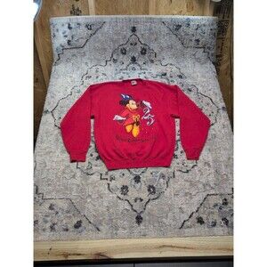 Vintage Disney Mickey Mouse 25th Anniversary Sweatshirt L USA Made Red Crewneck
